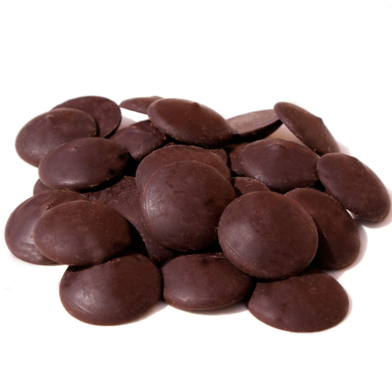 Perles de chocolat, enrobage chocolat noir 60 %, avec agave pour nappage