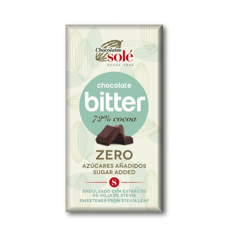 Bitter Chocolate 72% Cocoa Sweetened with Stevia 100 g