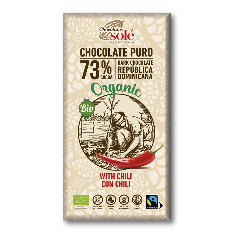 Chocolate Negro 73%  con Chili 100g BIO
